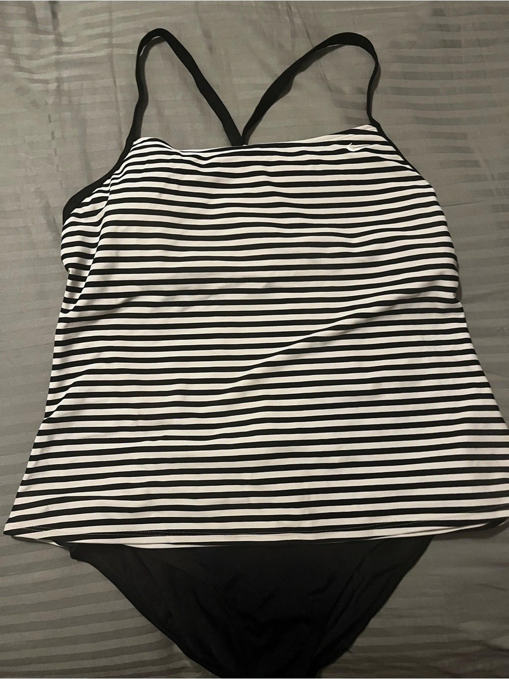 Nike Black and White Striped Swim Tankini-like new worn once